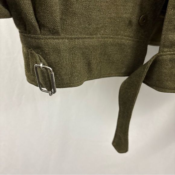 Vintage 1950s Women’s Ladies Tweed Wool Style Jacket Size 9 Green Military Style - Picture 8 of 11